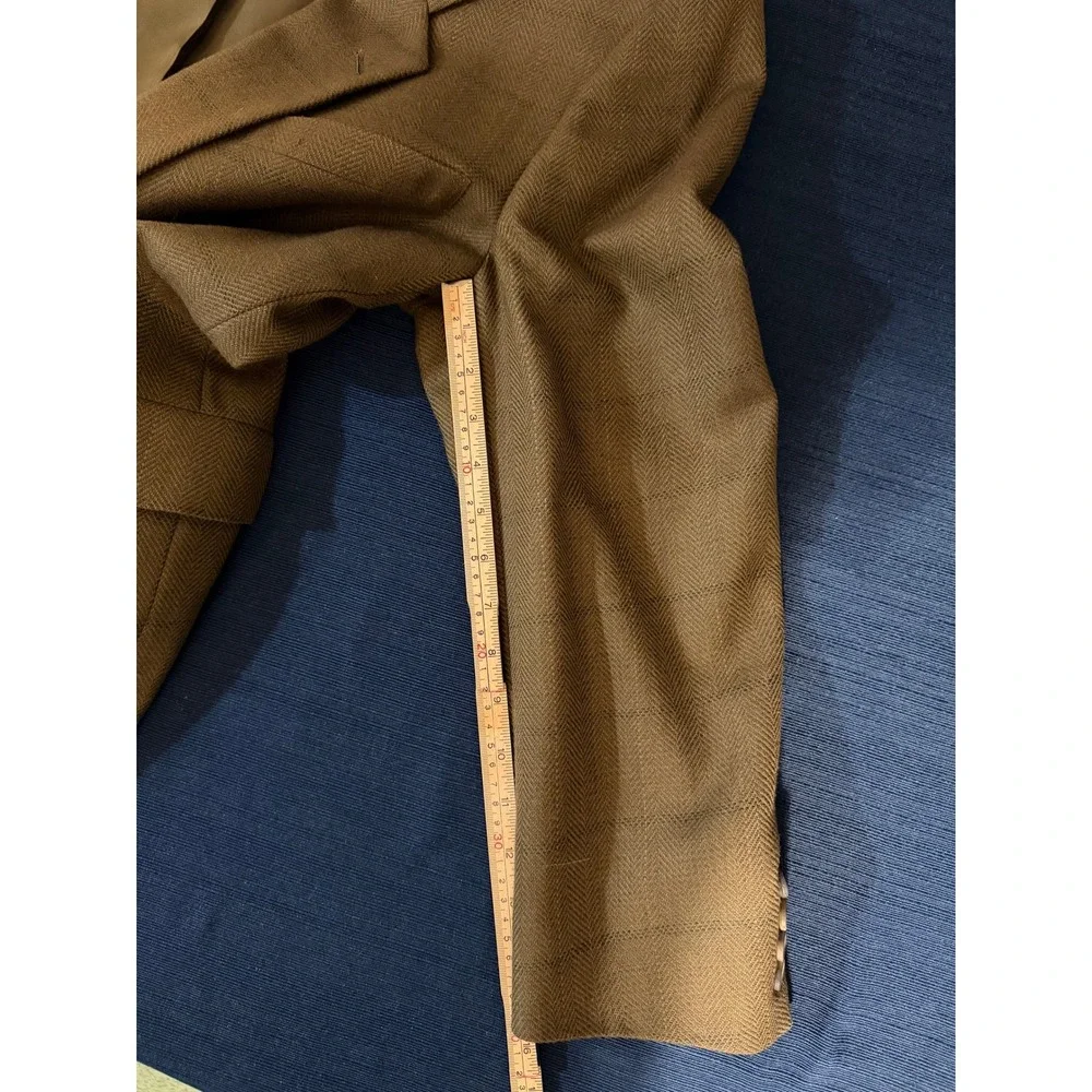 Austin Reed Blazer 44S Olive Green Herringbone Wool Lux Sport Coat Dark Academia